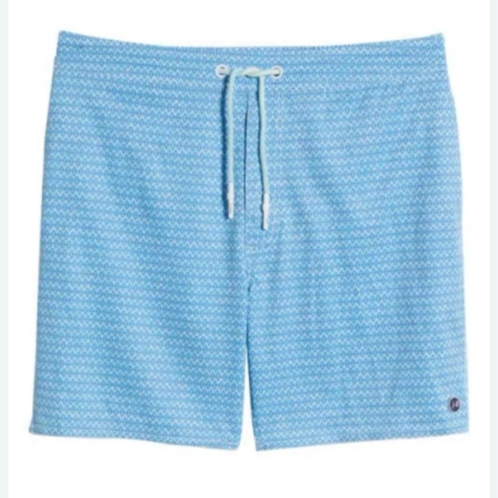 Johnnie-o Swim Malibu Light Blue Patterned Men’s Swim Trunks XXL